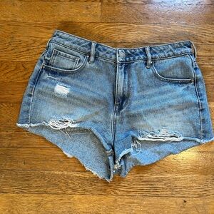 Pacsun Women's High Rise Festival Denim Shorts Blue Size 28 Distressed